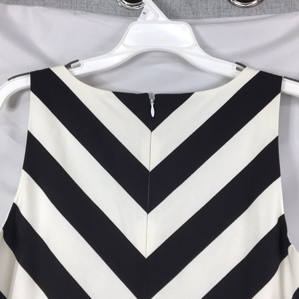 Ann Taylor Loft V-Neck Black and White Striped Chevron Dress Size 6 NEW With Tag - Picture 10 of 11